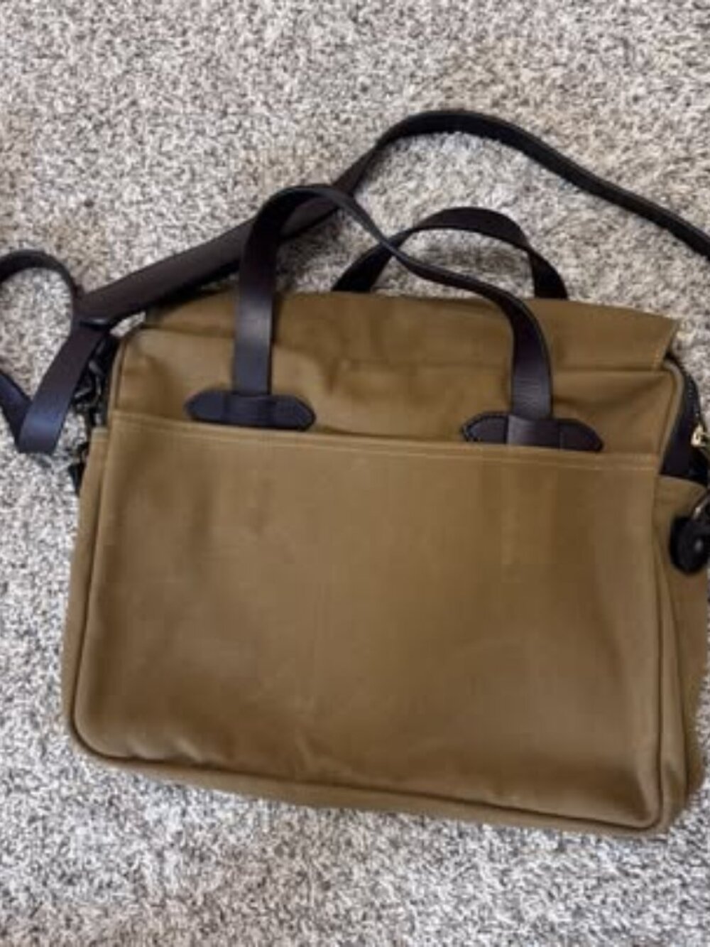 Filson Padded Computer Bag – Tan Tin Cloth, Leather Trim